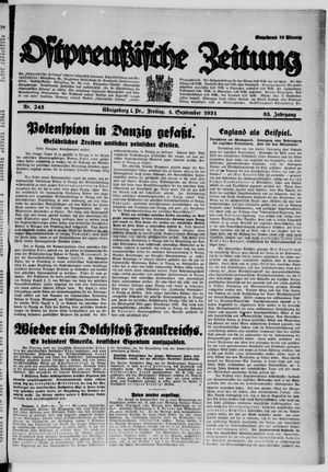 Ostpreußische Zeitung vom 04.09.1931