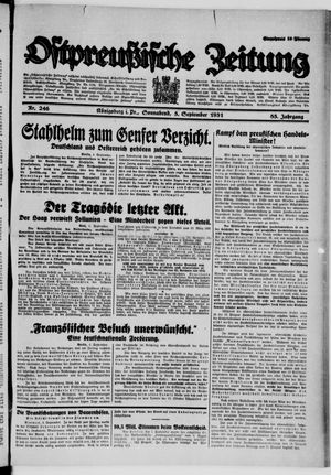 Ostpreußische Zeitung vom 05.09.1931