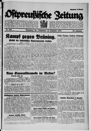 Ostpreußische Zeitung vom 12.09.1931