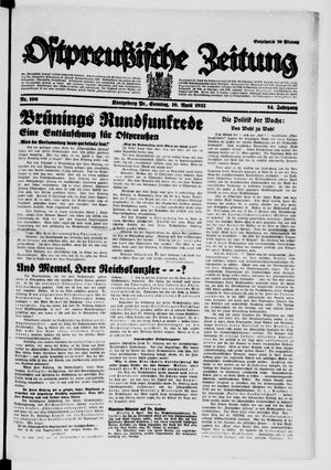 Ostpreußische Zeitung on Apr 10, 1932