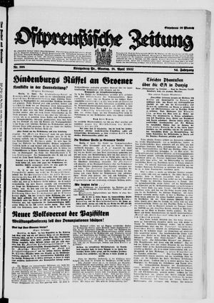 Ostpreußische Zeitung vom 18.04.1932