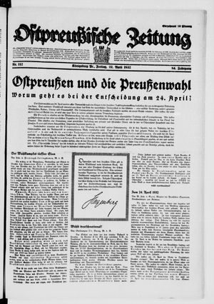 Ostpreußische Zeitung on Apr 22, 1932