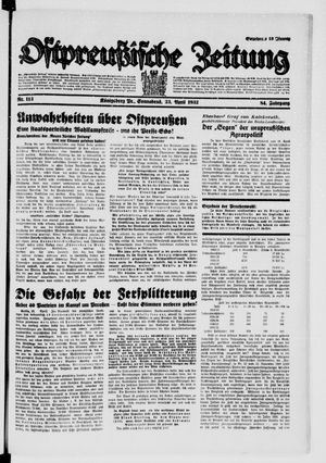 Ostpreußische Zeitung vom 23.04.1932