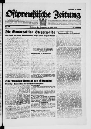 Ostpreußische Zeitung vom 30.04.1932