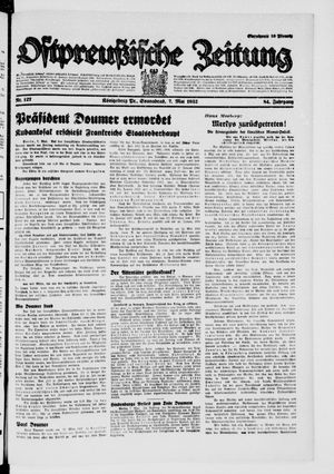 Ostpreußische Zeitung vom 07.05.1932