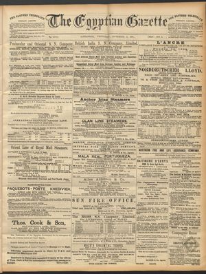 The Egyptian gazette vom 02.09.1891