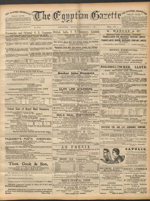 The Egyptian gazette vom 03.09.1891