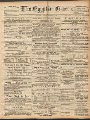 The Egyptian gazette on Nov 15, 1891