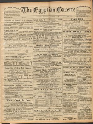 The Egyptian gazette on Dec 9, 1891