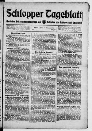 Schlopper Tageblatt on Jan 9, 1925