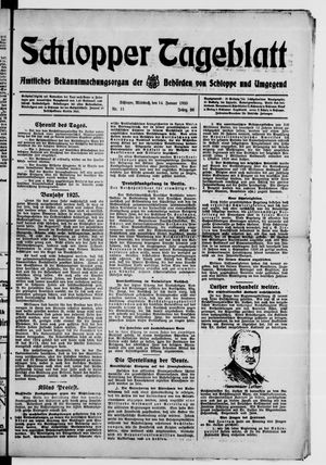 Schlopper Tageblatt vom 14.01.1925