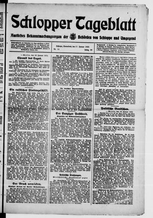 Schlopper Tageblatt vom 17.01.1925