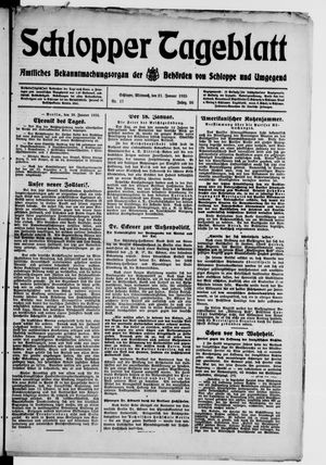 Schlopper Tageblatt vom 21.01.1925