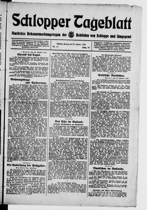Schlopper Tageblatt vom 23.01.1925