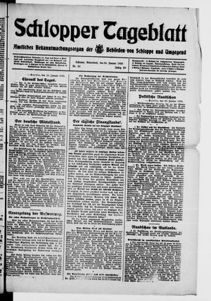Schlopper Tageblatt vom 24.01.1925