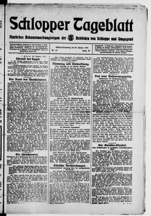 Schlopper Tageblatt vom 29.01.1925