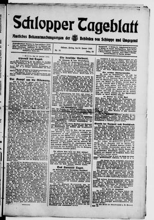 Schlopper Tageblatt vom 30.01.1925