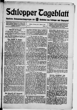 Schlopper Tageblatt vom 01.02.1925
