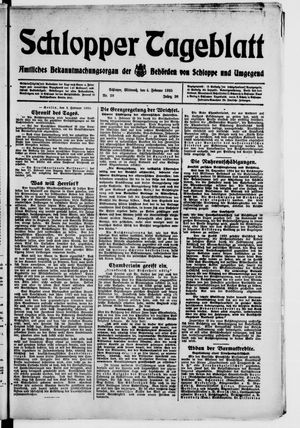 Schlopper Tageblatt vom 04.02.1925