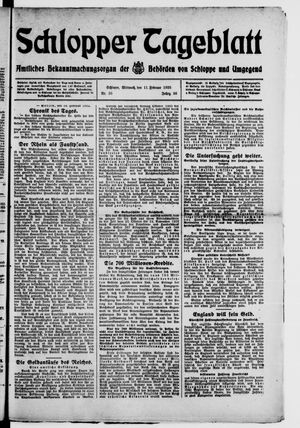 Schlopper Tageblatt vom 11.02.1925