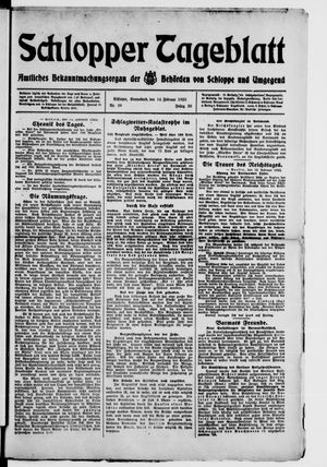 Schlopper Tageblatt vom 14.02.1925