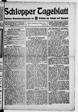 Schlopper Tageblatt vom 19.02.1925