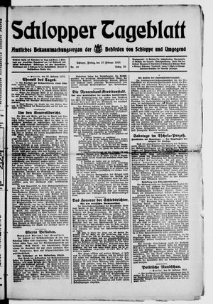 Schlopper Tageblatt vom 27.02.1925