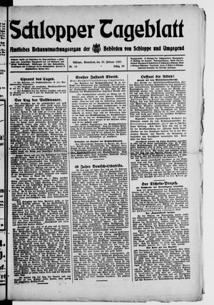 Schlopper Tageblatt vom 28.02.1925