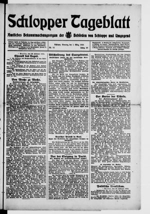 Schlopper Tageblatt vom 01.03.1925