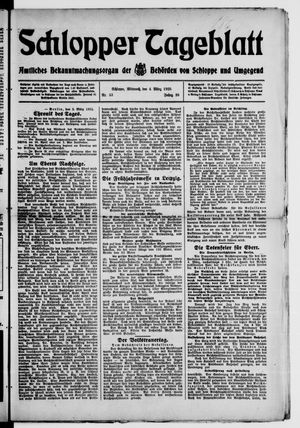 Schlopper Tageblatt vom 04.03.1925