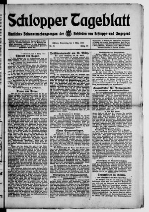 Schlopper Tageblatt on Mar 5, 1925