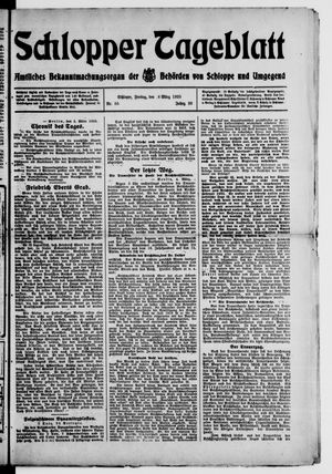 Schlopper Tageblatt vom 06.03.1925