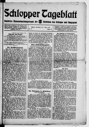Schlopper Tageblatt vom 07.03.1925