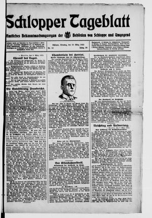 Schlopper Tageblatt vom 10.03.1925