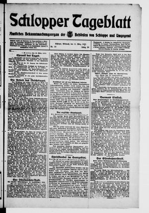 Schlopper Tageblatt vom 11.03.1925