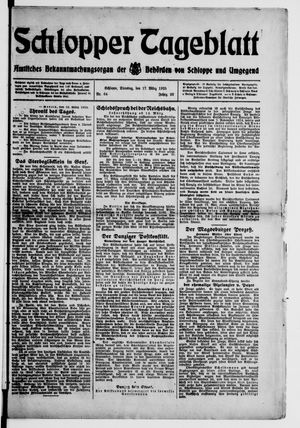 Schlopper Tageblatt vom 17.03.1925