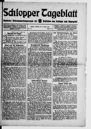 Schlopper Tageblatt vom 18.03.1925