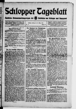 Schlopper Tageblatt vom 20.03.1925