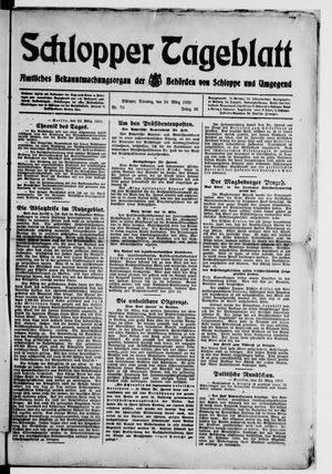 Schlopper Tageblatt vom 24.03.1925