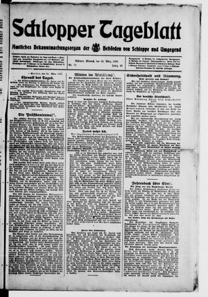 Schlopper Tageblatt vom 25.03.1925