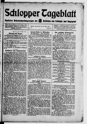 Schlopper Tageblatt vom 26.03.1925