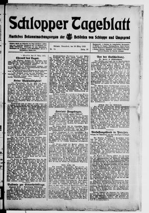 Schlopper Tageblatt on Mar 28, 1925