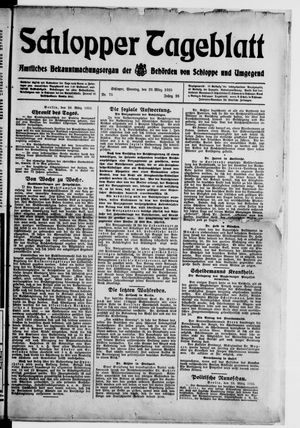 Schlopper Tageblatt vom 29.03.1925