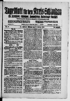 Tageblatt für den Kreis Schlochau on Feb 14, 1923