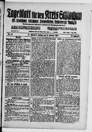 Tageblatt für den Kreis Schlochau vom 16.02.1923