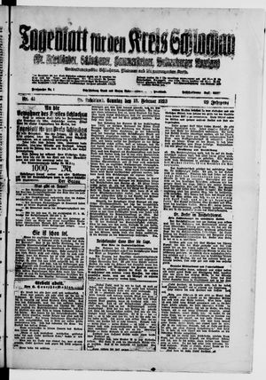 Tageblatt für den Kreis Schlochau vom 18.02.1923