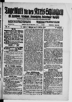 Tageblatt für den Kreis Schlochau vom 21.02.1923