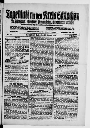Tageblatt für den Kreis Schlochau vom 23.02.1923