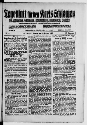 Tageblatt für den Kreis Schlochau vom 25.02.1923