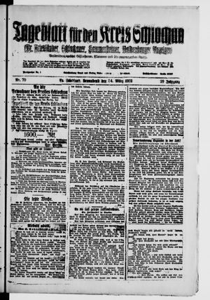 Tageblatt für den Kreis Schlochau on Mar 24, 1923
